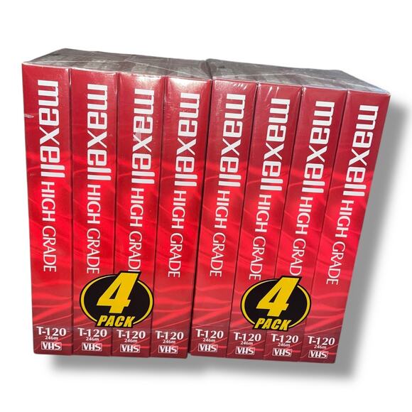 Maxell High Grade Hi-Fi VCR Video Cassette T-120 6 Hour VHS SEALED Lot of 8 - Picture 3 of 10